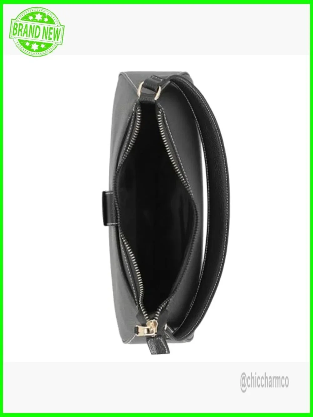 Large Vegan Leather Hobo Shoulder Bag with Zipper and Snap Pockets